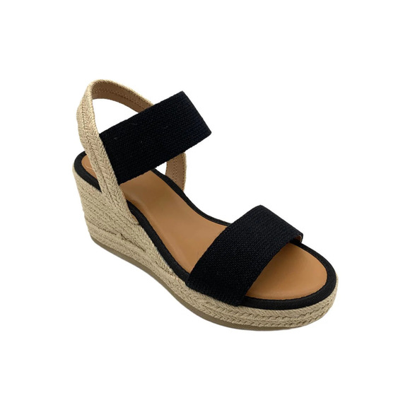 MIA Shoes - MIA Women's Brittni Wedged Woven Ankle Strap Sandals Black - Medium